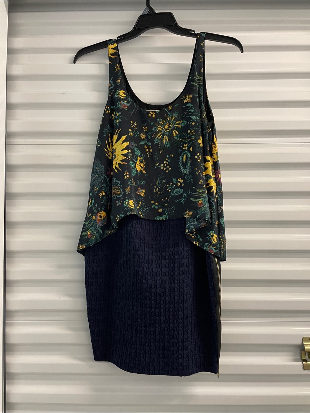 RACHEL Rachel Roy Black Floral High-Low Dress with Navy Skirt 4